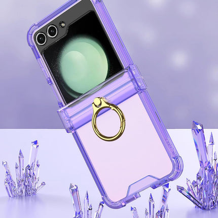 Kapa Clear Airbag Ring Back Case for Samsung Galaxy Flip6 / Z Flip 6 | Transparent Shockproof Slim Hard Protective Cover (Purple)