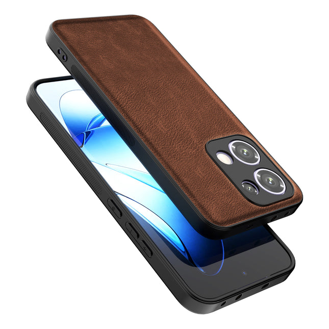 Kapa Tux Leather Back Cover for Oppo Reno 13 5G | Slim Shockproof Camera Protection Bumper Case (Brown)