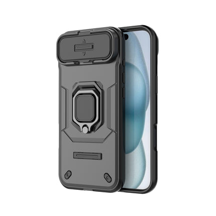 Kapa Armor Slider Back Cover for Apple iPhone 17 Air | Inbuilt Ring + Camera Slider Shockproof Lens Protection Bumper Back Case (Black)