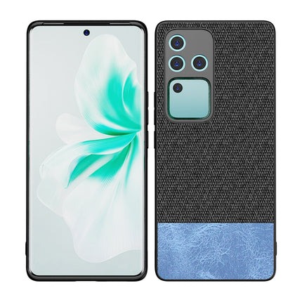 Kapa Soft Fabric & Leather Hybrid Protective Back Cover for Vivo V30 Pro (5G) | Shockproof Slim Hard Anti Slip Back Case (Black,Blue)