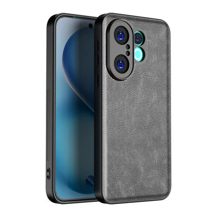 Kapa Tux Leather Back Cover for Vivo X200 FE 5G | Slim Shockproof Camera Protection Bumper Case (Grey) - Mobizang