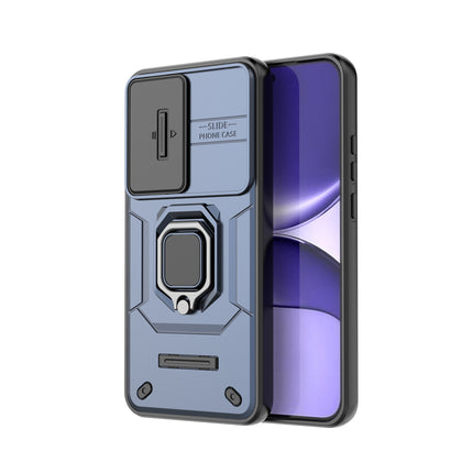Kapa Armor Slider Back Cover for Poco F7 5G | Inbuilt Ring + Camera Slider Shockproof Lens Protection Bumper Back Case (Blue)