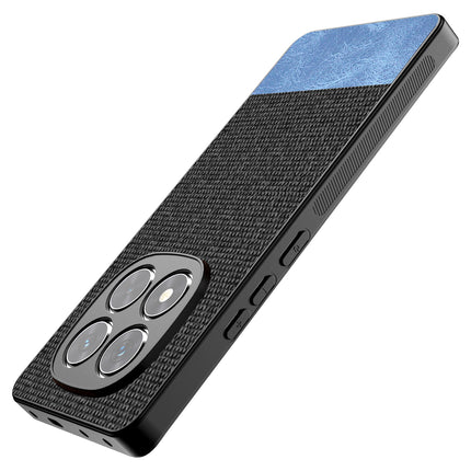 Kapa Soft Fabric & Leather Hybrid Protective Back Cover for Redmi Note 14 Pro (5G) | Shockproof Slim Hard Anti Slip Back Case (Black,Blue) - Mobizang