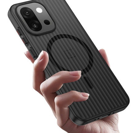 Kapa Wave Magnetic Frosted Grip Back Cover for OnePlus 13S | [MagSafe Compatible] Wireless charging, Slim, Metal Buttons Matte Finish Back Case (Grey) - Mobizang