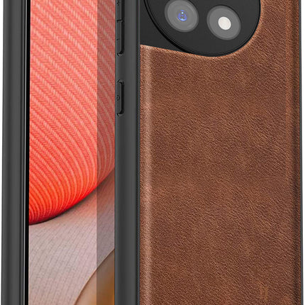 Kapa Tux Leather Back Cover for Oneplus 12R | Slim Shockproof Camera Protection Bumper Case (Brown) - Mobizang