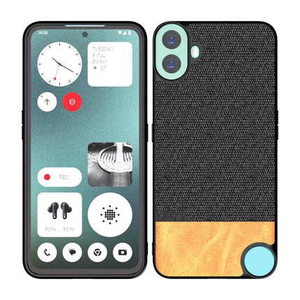 Kapa Soft Fabric & Leather Hybrid Protective Back Cover for Nothing CMF Phone 1 | Shockproof Slim Hard Anti Slip Back Case (Black,Brown) - Mobizang