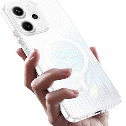 Kapa Wave Magnetic Frosted Grip Back Cover for Oppo Reno 14 Pro 5G | [MagSafe Compatible] Wireless charging, Slim, Metal Buttons Matte Finish Back Case (White) - Mobizang