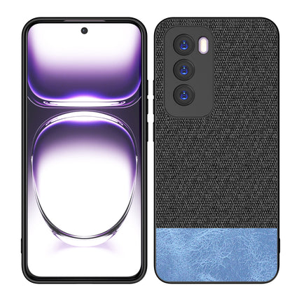 Kapa Soft Fabric & Leather Hybrid Protective Back Cover for Oppo Reno 12 (5G) | Shockproof Slim Hard Anti Slip Back Case (Black,Blue) - Mobizang