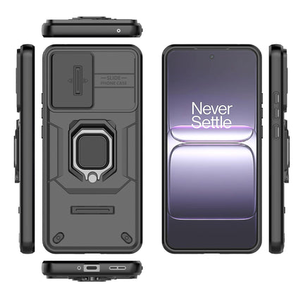 Kapa Armor Slider Back Cover for OnePlus Nord CE 5 | Inbuilt Ring + Camera Slider Shockproof Lens Protection Bumper Back Case (Black)