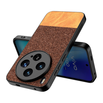 Kapa Soft Fabric & Leather Hybrid Protective Back Cover for Vivo X300 5G | Shockproof Slim Hard Anti Slip Back Case (Brown)