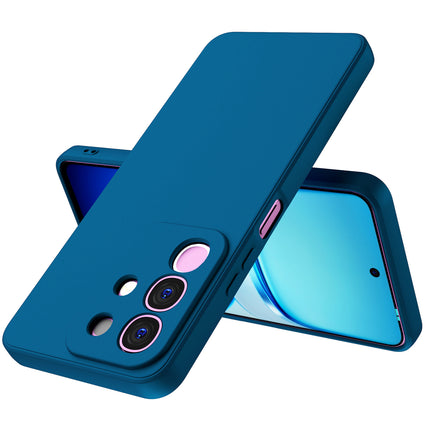 Kapa Matte Protective Lens Flexible Back Cover for Iqoo Z10x 5G / Vivo T4x 5G | Slim Silicone with Soft Lining Shockproof Full Body Bumper Case (Blue)