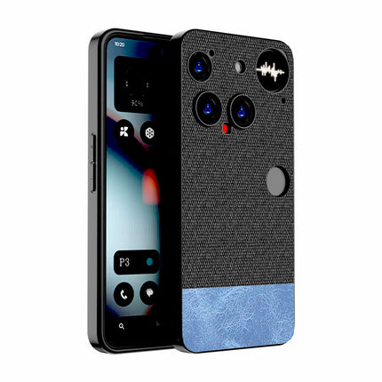 Kapa Soft Fabric & Leather Hybrid Protective Back Cover for Nothing Phone 3 5G | Shockproof Slim Hard Anti Slip Back Case (Black,Blue)