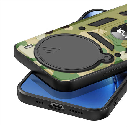 Kapa Tank Back Cover for Vivo X200 Pro (5G) | Inbuilt Ring + Slider Shockproof Lens Protection Bumper Back Case (Green)