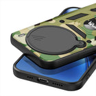 Kapa Tank Back Cover for Vivo X200 Pro (5G) | Inbuilt Ring + Slider Shockproof Lens Protection Bumper Back Case (Green)