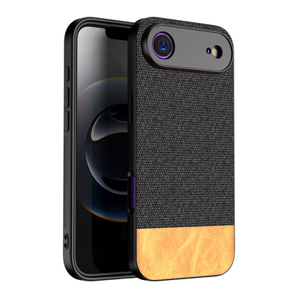 Kapa Soft Fabric & Leather Hybrid Protective Back Cover for Apple iPhone 17 Air | Shockproof Slim Hard Anti Slip Back Case (Black,Brown)