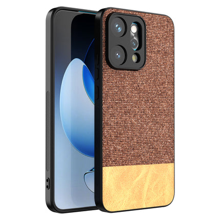 Kapa Soft Fabric & Leather Hybrid Protective Back Cover for Oppo Reno 14 PRO 5G | Shockproof Slim Hard Anti Slip Back Case (Brown) - Mobizang