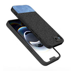 Kapa Soft Fabric & Leather Hybrid Protective Back Cover for Apple iPhone 16E | Shockproof Slim Hard Anti Slip Back Case (Black,Blue)