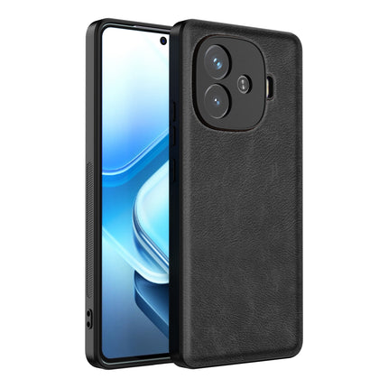 Kapa Tux Leather Back Cover for iQoo Neo 10R | Slim Shockproof Camera Protection Bumper Case (Black)
