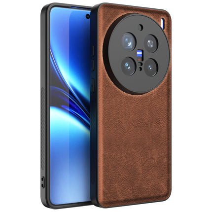 Kapa Tux Leather Back Cover for Vivo X200 Pro (5G) | Slim Shockproof Camera Protection Bumper Case (Brown)