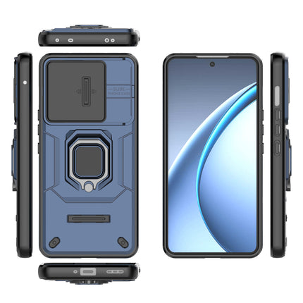 Kapa Armor Slider Back Cover for Oppo K13 Turbo / K13 Turbo Pro | Inbuilt Ring + Camera Slider Shockproof Lens Protection Bumper Back Case (Blue)