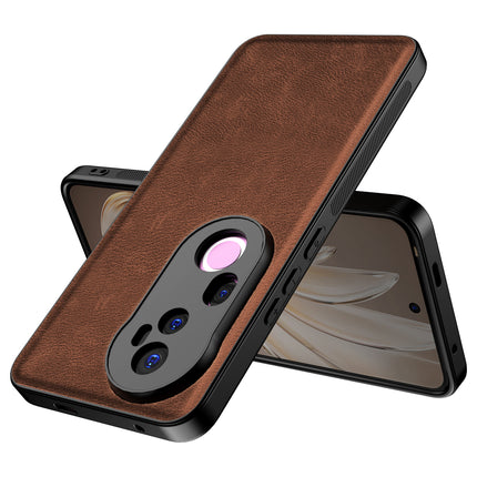 Kapa Tux Leather Back Cover for Vivo T4 Ultra 5G | Slim Shockproof Camera Protection Bumper Case (Brown) - Mobizang
