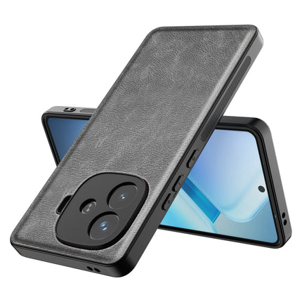 Kapa Tux Leather Back Cover for iQoo Neo 10R | Slim Shockproof Camera Protection Bumper Case (Grey)