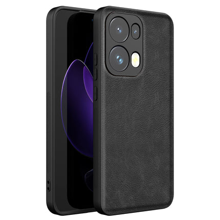 Kapa Tux Leather Back Cover for Oppo Reno 13 Pro | Slim Shockproof Camera Protection Bumper Case (Black) - Mobizang