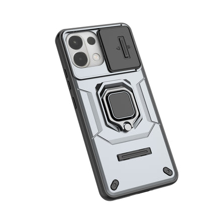 Kapa Armor Slider Back Cover for Oppo K13 5G | Inbuilt Ring + Camera Slider Shockproof Lens Protection Bumper Back Case (Grey)