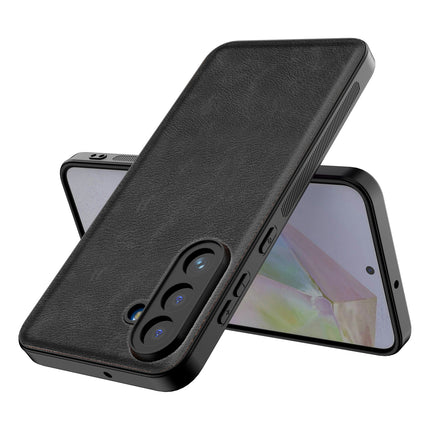 Kapa Tux Leather Back Cover for Samsung Galaxy M36 / F36 5G | Slim Shockproof Camera Protection Bumper Case (Black)