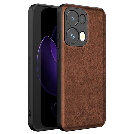 Kapa Tux Leather Back Cover for Oppo Reno 13 Pro | Slim Shockproof Camera Protection Bumper Case (Brown) - Mobizang