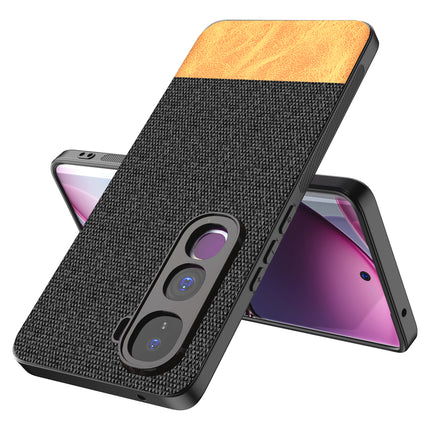 Kapa Soft Fabric & Leather Hybrid Protective Back Cover for Vivo Y400 Pro 5G | Shockproof Slim Hard Anti Slip Back Case (Black,Brown)