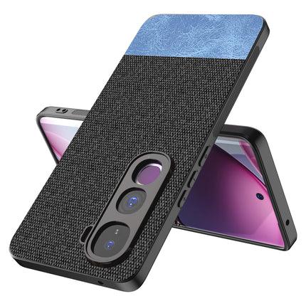 Kapa Soft Fabric & Leather Hybrid Protective Back Cover for Vivo Y400 Pro 5G | Shockproof Slim Hard Anti Slip Back Case (Black,Blue)