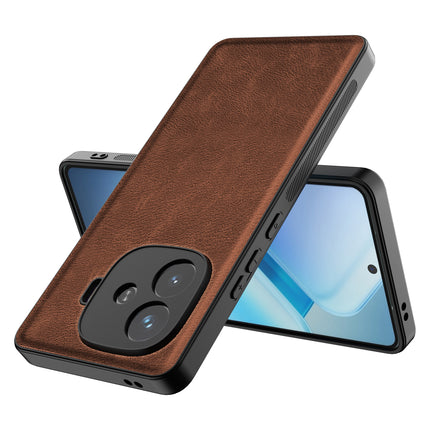 Kapa Tux Leather Back Cover for iQoo Neo 10R | Slim Shockproof Camera Protection Bumper Case (Brown) - Mobizang