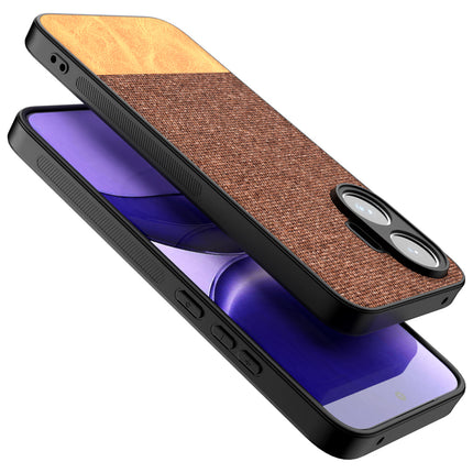 Kapa Soft Fabric & Leather Hybrid Protective Back Cover for Poco F7 5G | Shockproof Slim Hard Anti Slip Back Case (Brown)