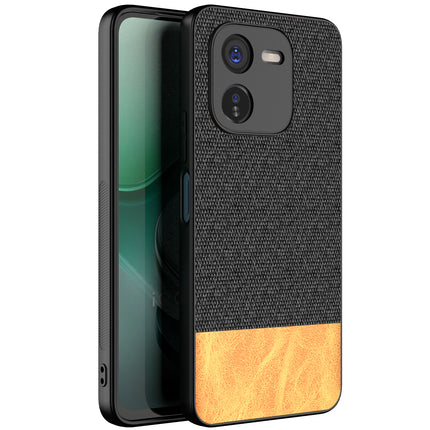 Kapa Soft Fabric & Leather Hybrid Protective Back Cover for IQOO Z9X | Shockproof Slim Hard Anti Slip Back Case (Black,Brown)