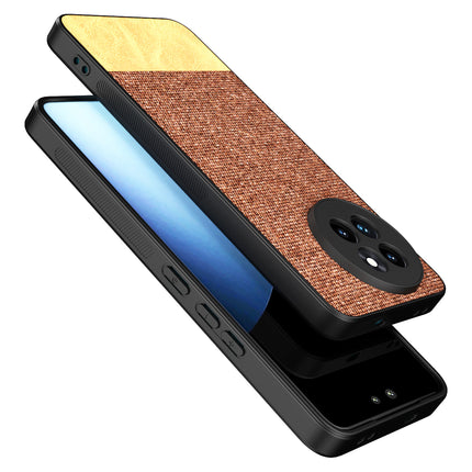 Kapa Soft Fabric & Leather Hybrid Protective Back Cover for Xiaomi 14 Civi | Shockproof Slim Hard Anti Slip Back Case (Brown)