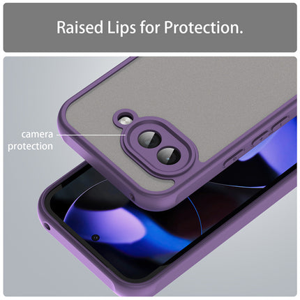 Kapa Shield Frosted Acrylic Back Cover for Google Pixel 9A| Hard Slim Inbuilt Camera Lens Cover Protection Shock Proof Case (Purple Sides)