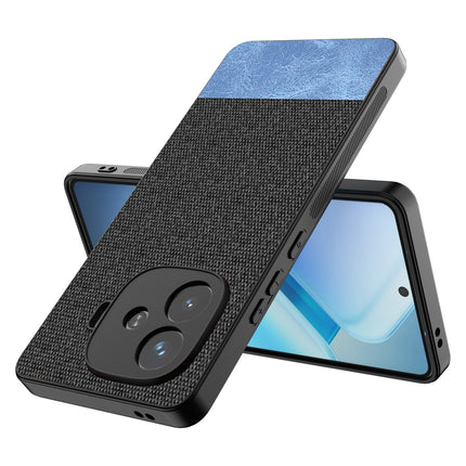 Kapa Soft Fabric & Leather Hybrid Protective Back Cover for iQoo Neo 10R | Shockproof Slim Hard Anti Slip Back Case (Black,Blue)