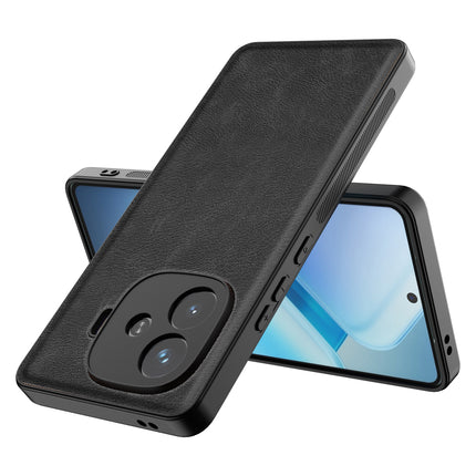 Kapa Tux Leather Back Cover for iQoo Neo 10R | Slim Shockproof Camera Protection Bumper Case (Black)