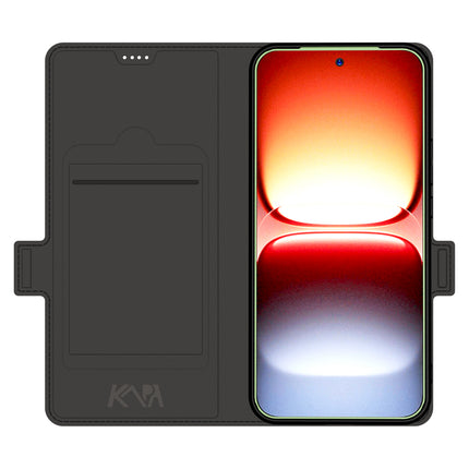 Kapa Noble Slim Magnetic Leather Flip Case Cover for IQOO 15 5G | Card Holder Stand Flip Wallet Case (Black)