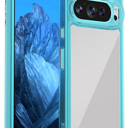 Kapa Unicorn Acrylic Clear Back Cover For Pixel 9 PRO | Slim Shockproof [Military Grade Protection] Hybrid Bumper Case (Blue Sides)