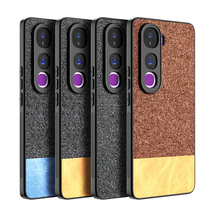 Kapa Soft Fabric & Leather Hybrid Protective Back Cover for Vivo Y400 Pro 5G | Shockproof Slim Hard Anti Slip Back Case (Brown) - Mobizang