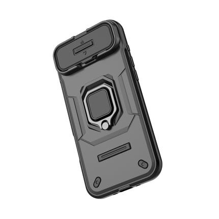 Kapa Armor Slider Back Cover for Apple iPhone 17 Air | Inbuilt Ring + Camera Slider Shockproof Lens Protection Bumper Back Case (Black)