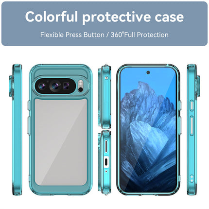 Kapa Unicorn Acrylic Clear Back Cover For Pixel 9 PRO | Slim Shockproof [Military Grade Protection] Hybrid Bumper Case (Blue Sides)