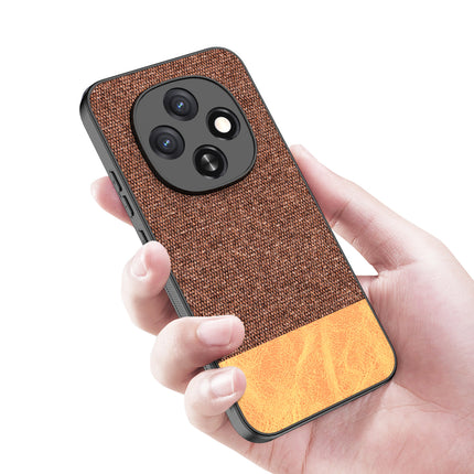 Kapa Soft Fabric & Leather Hybrid Protective Back Cover for Oppo F31 Pro 5G | Shockproof Slim Hard Anti Slip Back Case (Brown) - Mobizang