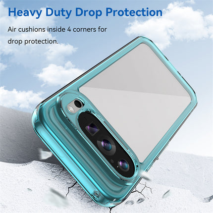 Kapa Unicorn Acrylic Clear Back Cover For Pixel 9 PRO | Slim Shockproof [Military Grade Protection] Hybrid Bumper Case (Blue Sides)
