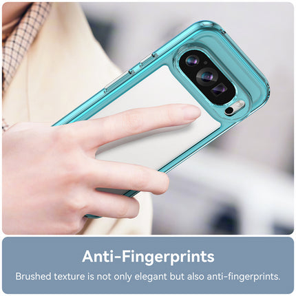 Kapa Unicorn Acrylic Clear Back Cover For Pixel 9 PRO | Slim Shockproof [Military Grade Protection] Hybrid Bumper Case (Blue Sides)
