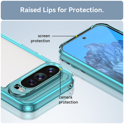 Kapa Unicorn Acrylic Clear Back Cover For Pixel 9 PRO | Slim Shockproof [Military Grade Protection] Hybrid Bumper Case (Blue Sides)