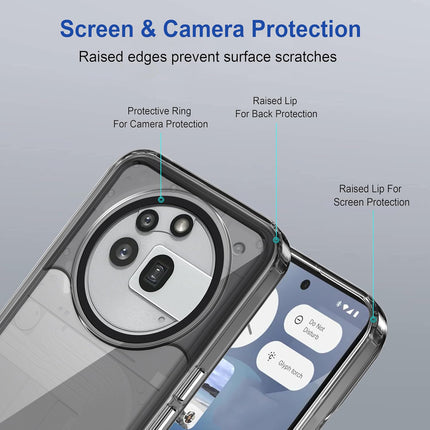 Kapa Warrior Acrylic Clear Back Cover For Nothing Phone 3A Pro | Slim Shockproof [Military Grade Protection] Hybrid Bumper Case (Grey Sides) - Mobizang