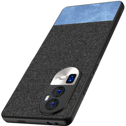 Kapa Soft Fabric & Leather Hybrid Protective Back Cover for Oppo Reno 10 Pro Plus | Shockproof Slim Hard Anti Slip Back Case (Black::Blue) - Mobizang